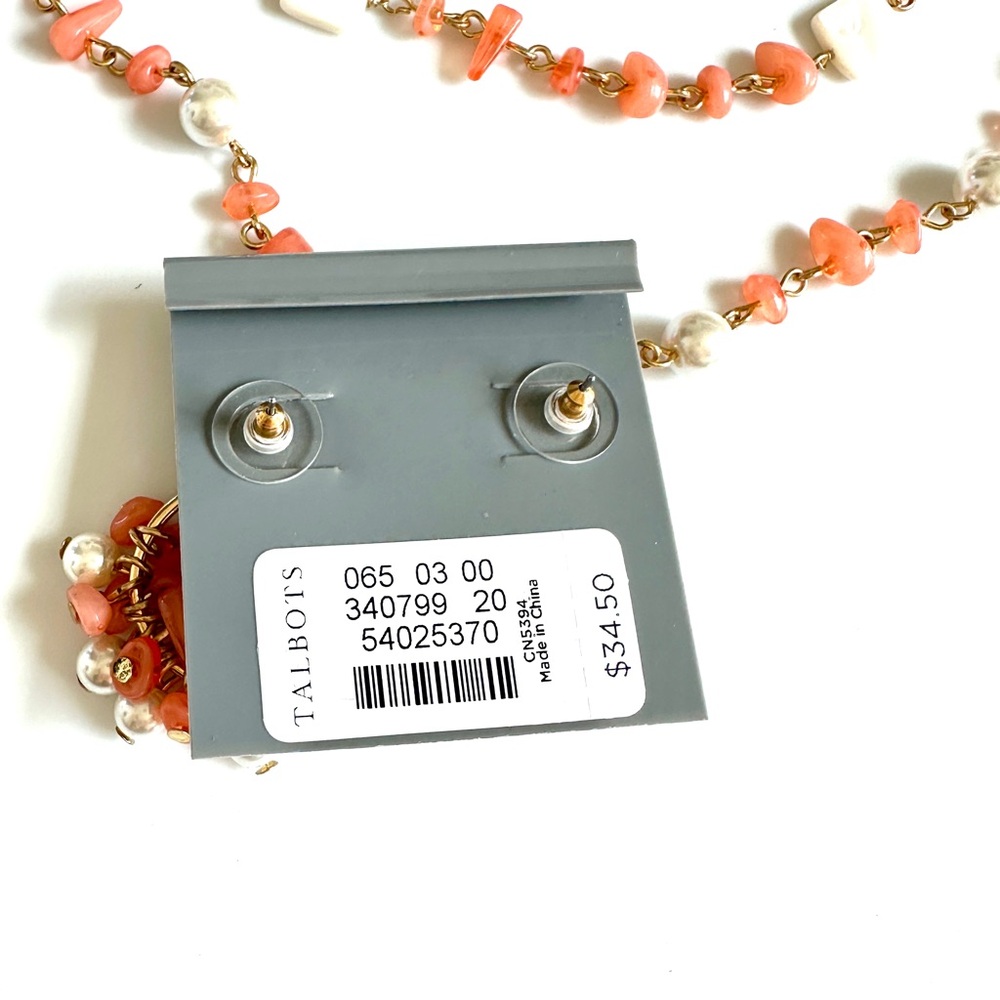 TALBOTS Beachy Gold-tone Coral Cluster Earrings | NWT - Picture 6 of 7